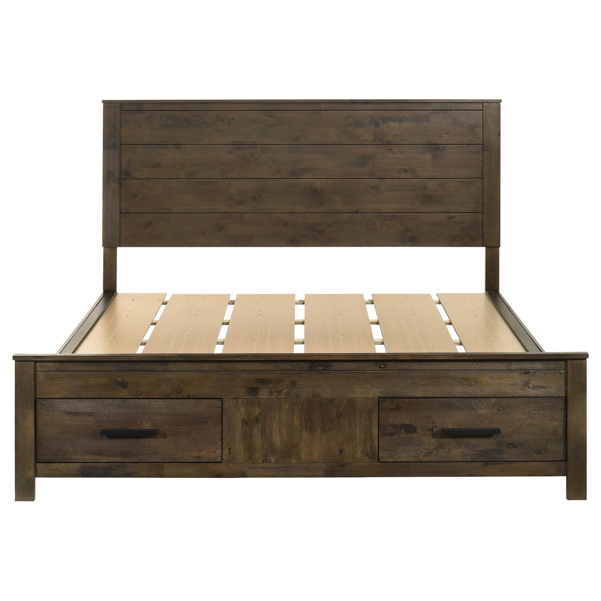 Coaster Home Furnishings Woodmont Farmhouse Wood California King Size Storage Panel Bed Frame 54-inch Headboard Rustic Golden Brown 222631KW