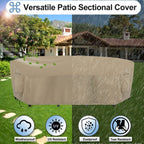 Outdoorlines Waterproof Curved Outdoor Sectional Cover - Uv Resistant Windproof Patio Sectional Sofa Covers For Deck, Lawn And Backyard, Heavy Duty Furniture Covers (190Lx36Dx39Hx128Fl, Camel)