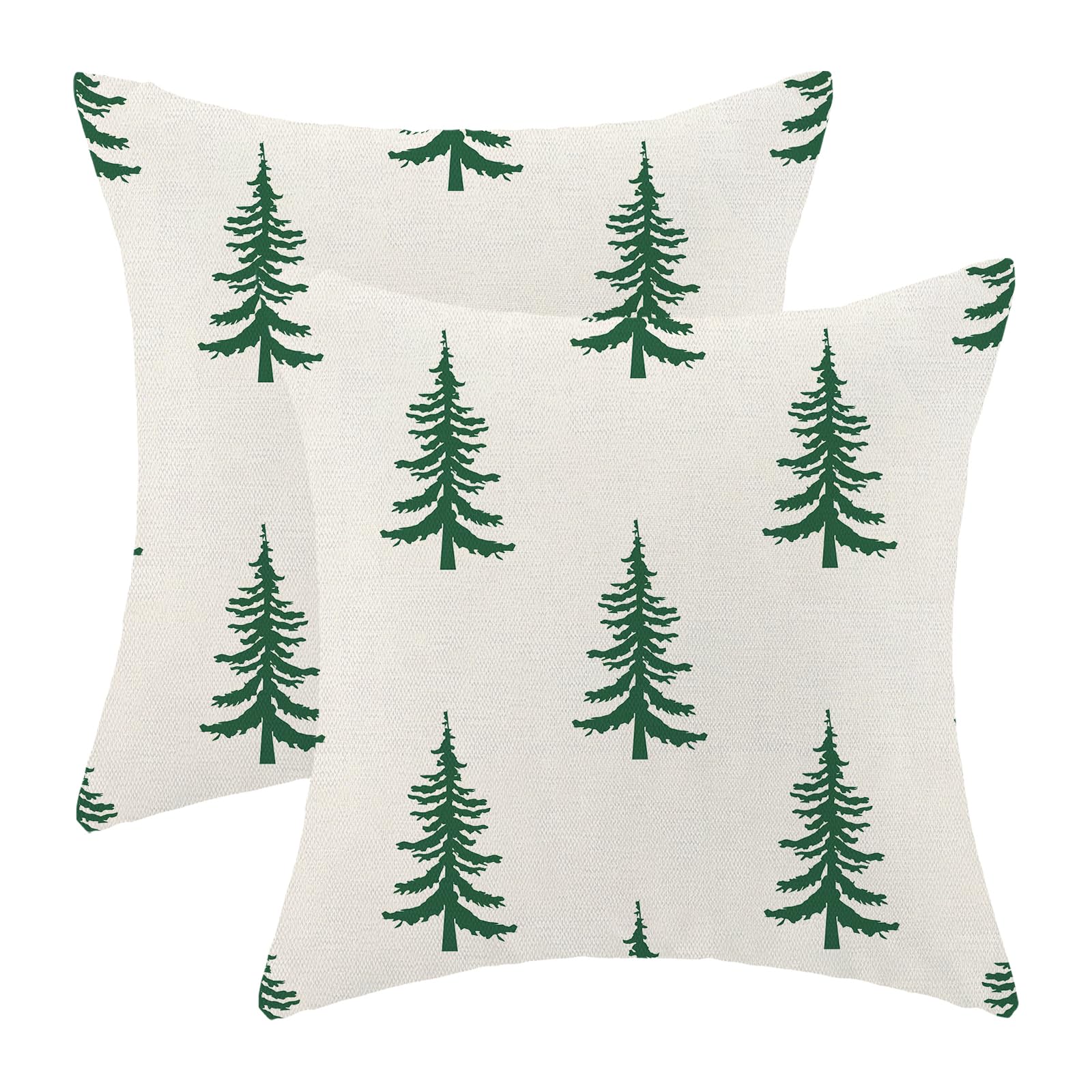 Cxmeifly Christmas Pillow Covers 18X18 Inch Set Of 2 Cream Sage Green Christmas Tree Decor Throw Pillows Winter Xmas Holiday Out