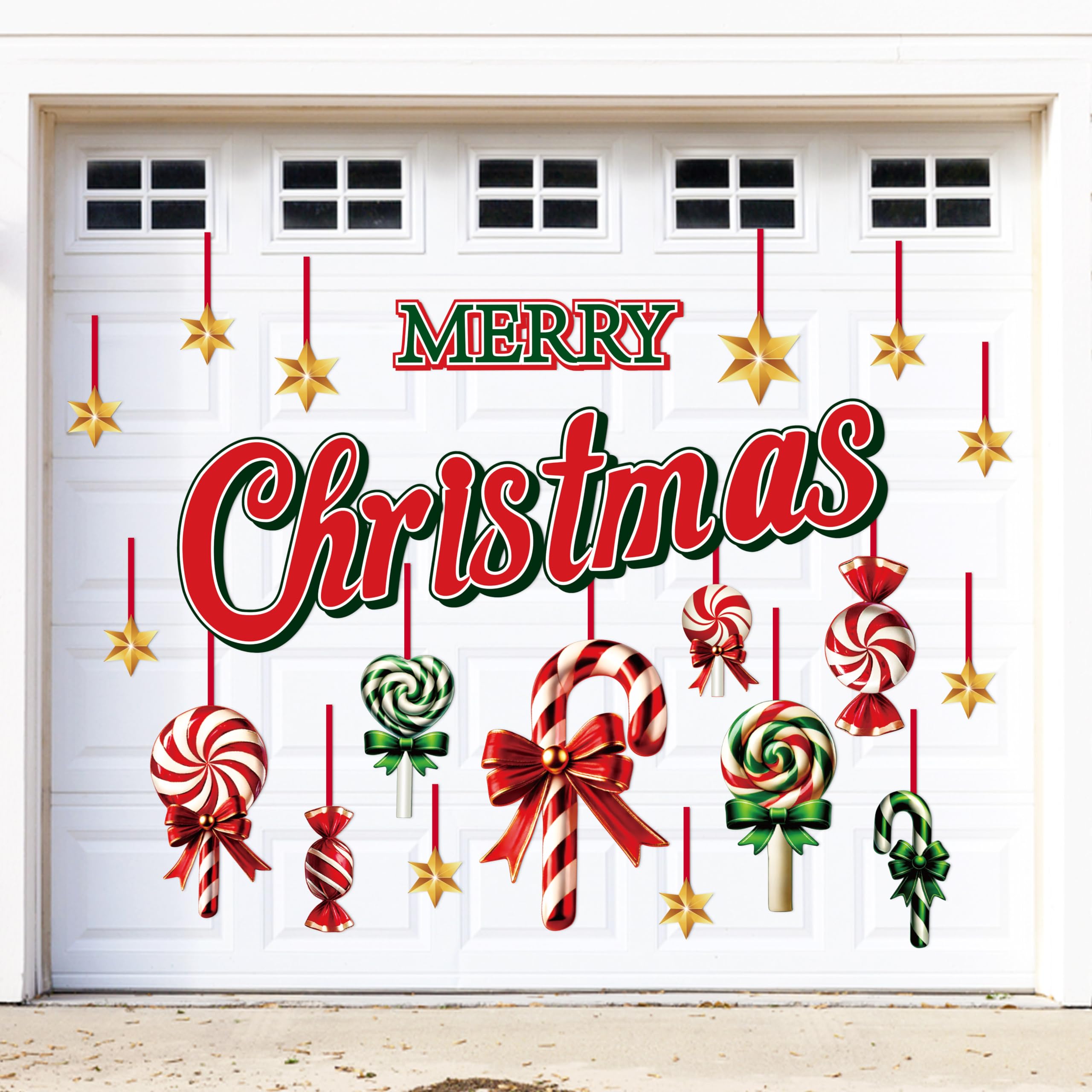 90Shine 41Pcs Christmas Garage Door Decorations Magnets - Candy Cane, Merry Xmas Refrigerator Fridge Kitchen Decor