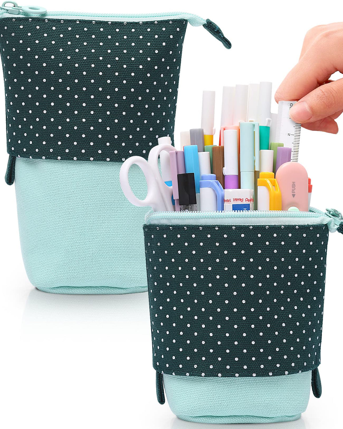 Sooez Pop Up Pencil Case, Cute Stand Up Pencil Case, Durable Pen Pouch, Telescopic Pencil Holder Case, Kawaii Standing Pencil Ca