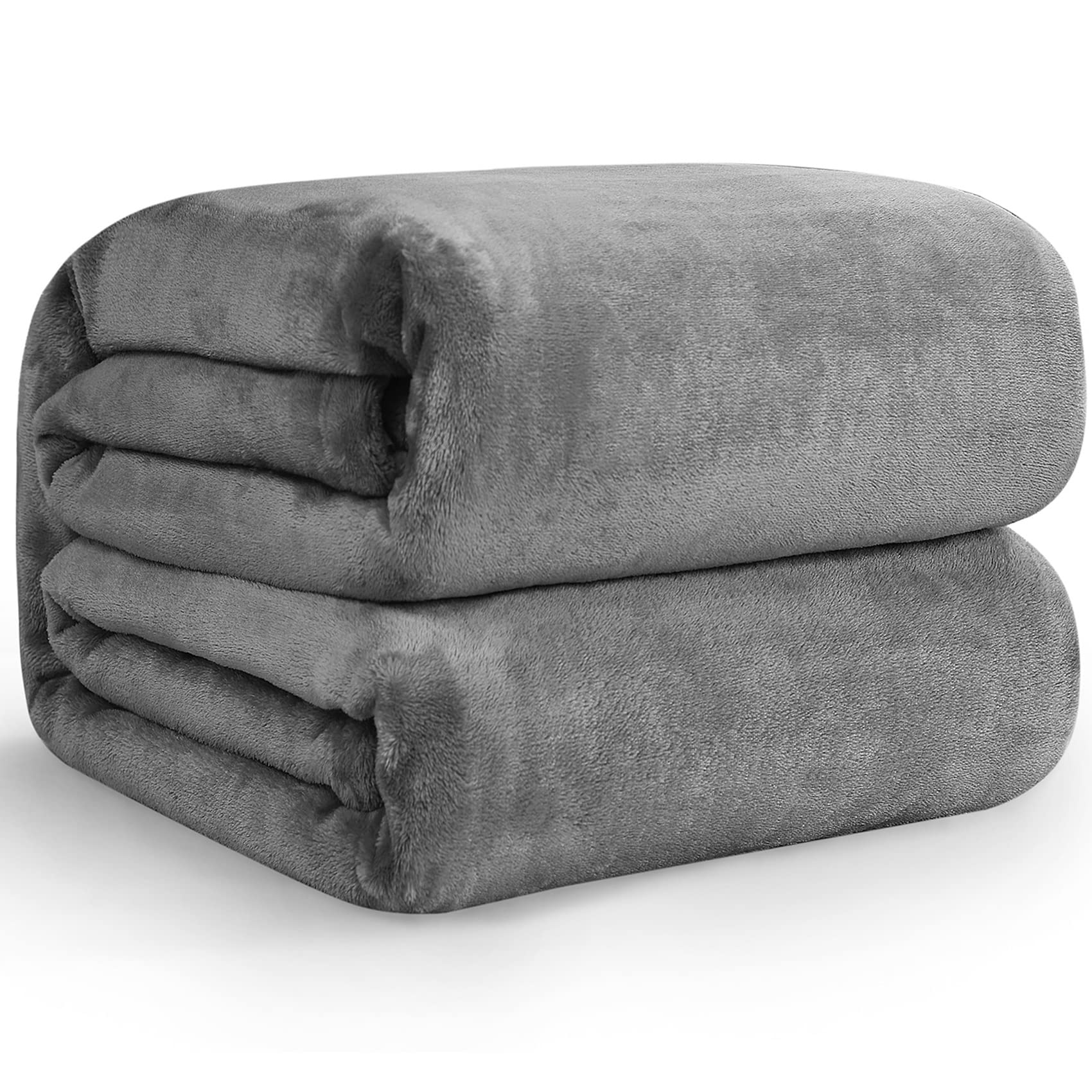 Hansleep Fleece Blanket For Couch Grey, Super Soft Flannel Fuzzy Blanket Gray Throw, Plush Cozy Blanket For All Seasons, Grey, T