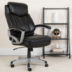 Flash Furniture HERCULES Series Big & Tall 500 lb. Rated Black LeatherSoft Executive Swivel Ergonomic Office Chair with Arms