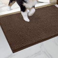 Homeideas Absorbent Chenille Door Mat Indoor, 20“X32”, Dirt Trapper Machine Washable Non Slip Throw Rugs For Entryway, Entrance, Mud Room, Thick Welcome Doormat, Brown