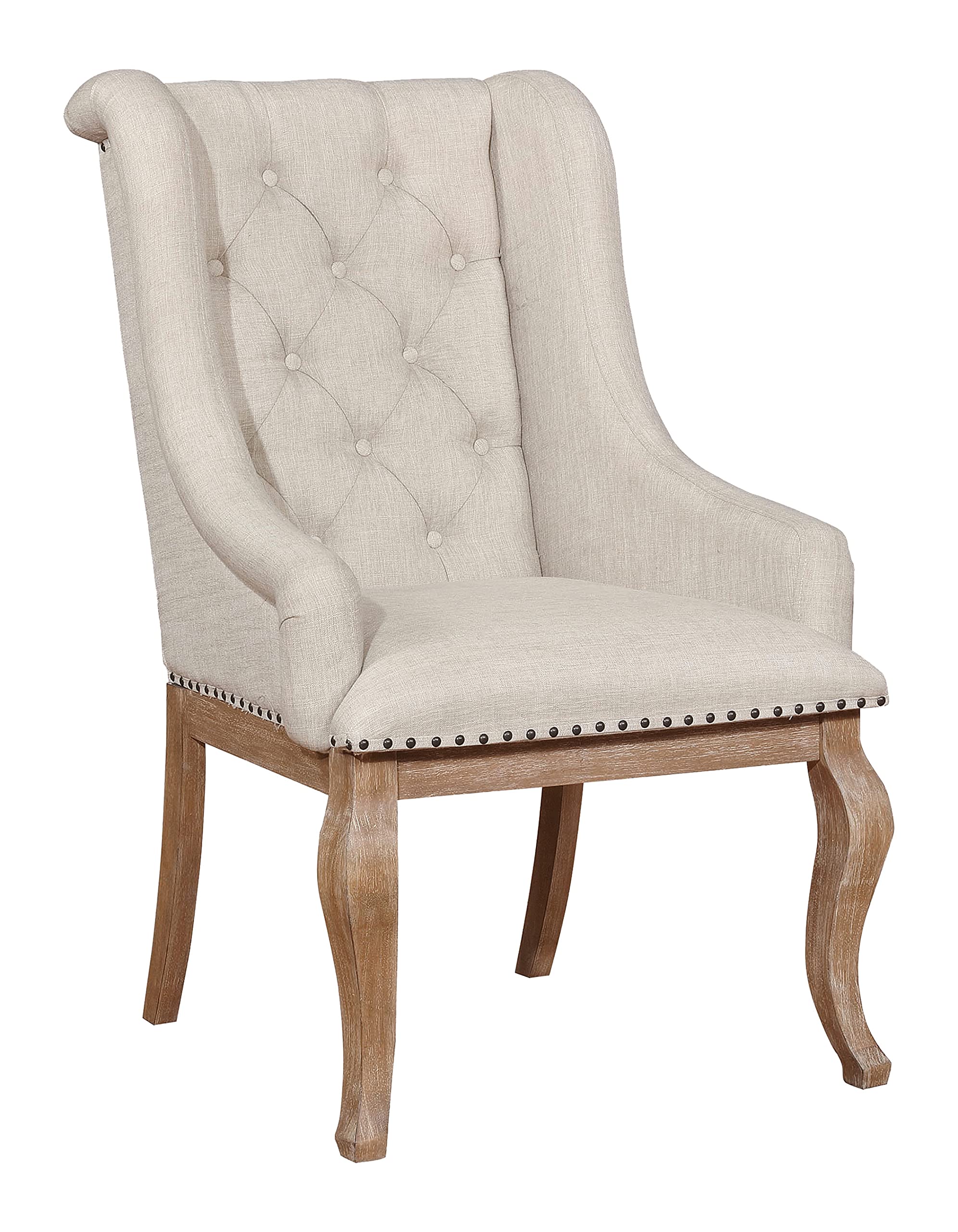 Coaster Furniture Glen Cove Arm Chairs with Button Tufting and Nailhead Trim Cream and Barley Brown (Set of 2) 110293