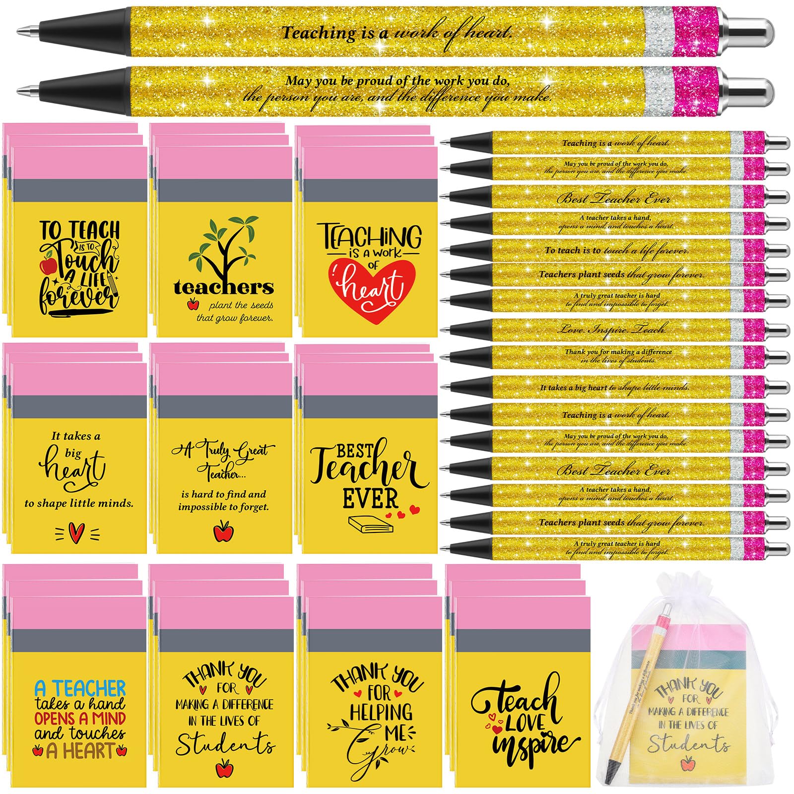 Relithick 50 Sets Back To School Gifts For Teachers Teacher Pens Mini Notebook Set Teacher Appreciation Gifts Motivational Inspi