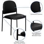 Flash Furniture Tania Comfort Vinyl Upholstered Stackable Side Reception Chair with Padded Seat, Modern Stackable Chair for Living Room/Office, Black