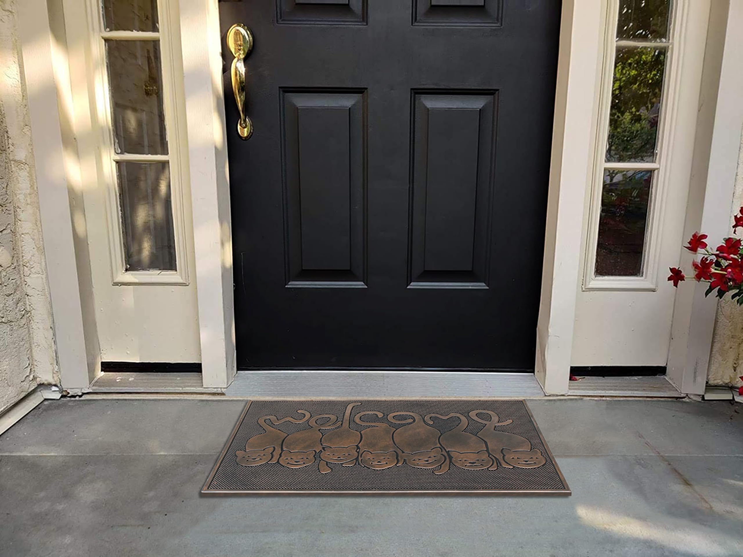 A1Hc Cat Tail Welcome Rubber Pin Welcome Door Mats For Outdoor Entrance, Welcome Mats For Front Door Indoor Non-Slip Backing Rub