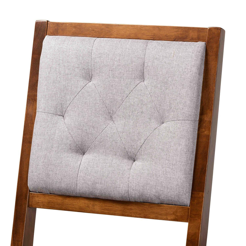 Baxton Studio Gideon Modern and Contemporary Grey Fabric Upholstered and Walnut Brown Finished Wood 2-Piece Bar Stool Set