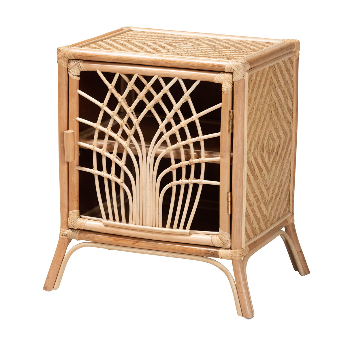 Baxton Studio Danna Natural Rattan Nightstand, 2-Shelf