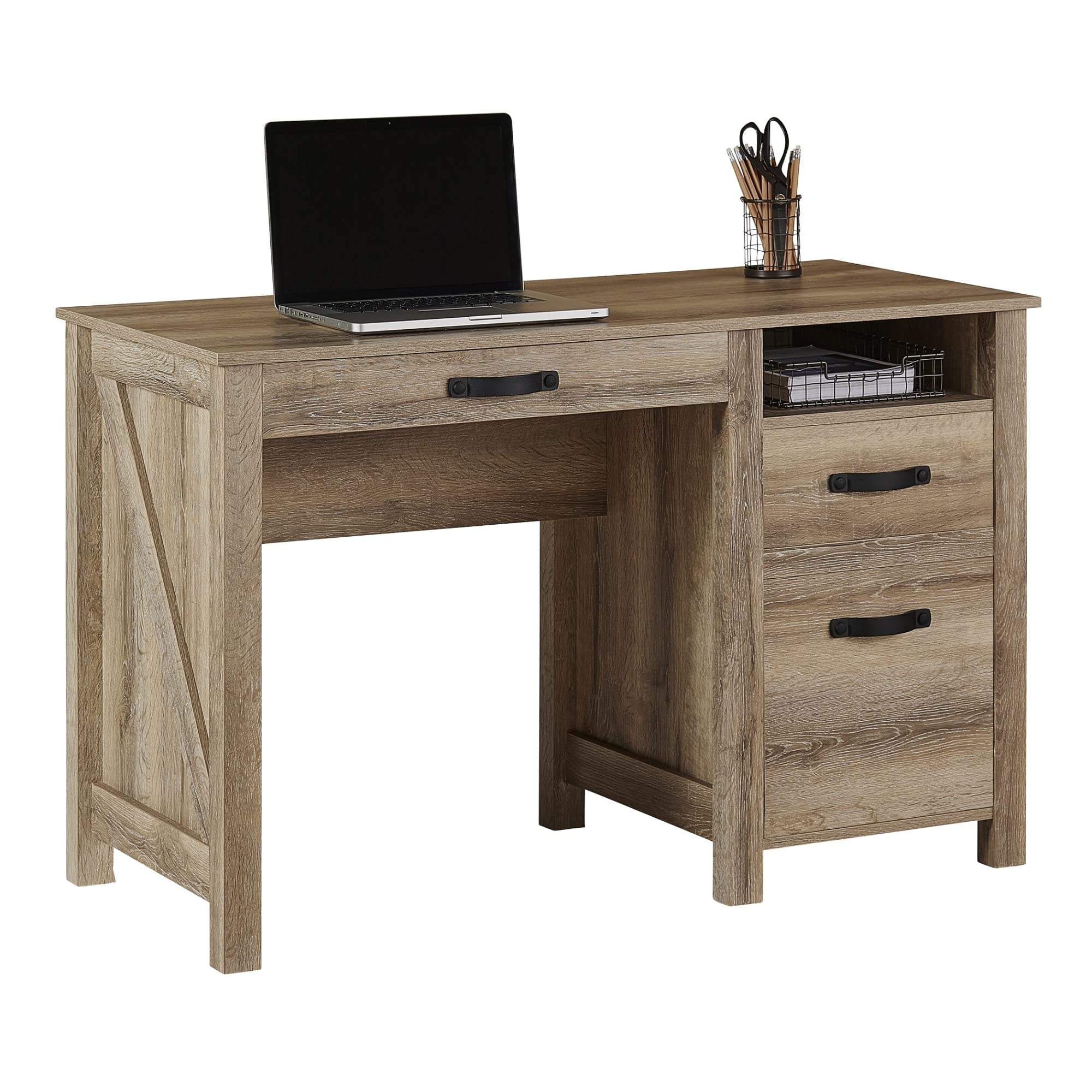 RealspaceA Plank 47W Writing Desk, coastal Oak
