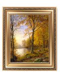 DECORARTS - Indian Summer, William Trost Richards Classic Art. Giclee Print on Canvas with Matching Golden-relief Framed Wall Ar