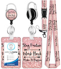 Toykee Id Badge Holder With Lanyard And Retractable Badge Reel Clip, Cute Inspirational Quote Card Name Tag Lanyard Vertical Id
