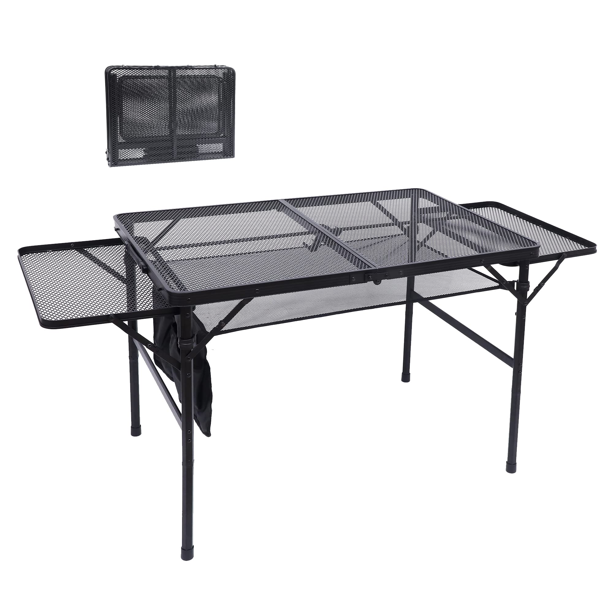Nice C Folding Grill Table, Tailgate Table, Camping Table, Grill Table, Outdoor Grill Table, Grill Tables For Outside, Grilling Table For Outdoor Grill, Adjustable Height&Width, Mesh Net, Carry Handle