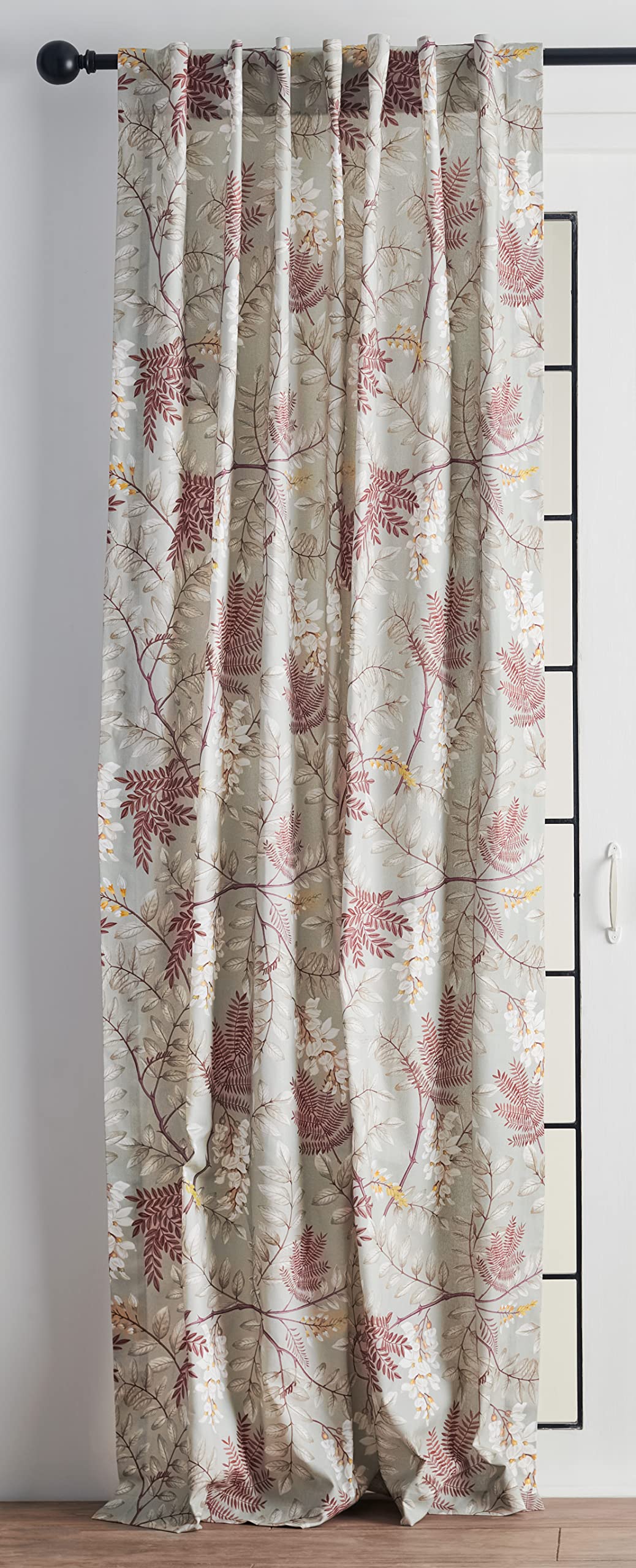 Maison d' Hermine 100% Cotton Curtain Feuillage Light Taupe One Panel Curtain for Living Rooms Bedrooms Offices Tailored with a 