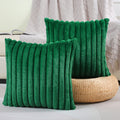 Futei Emerald Green Striped Decorative Throw Pillow Covers 20X20 Inch Set Of 2,Square Spring Decorations Couch Pillow Case,Soft