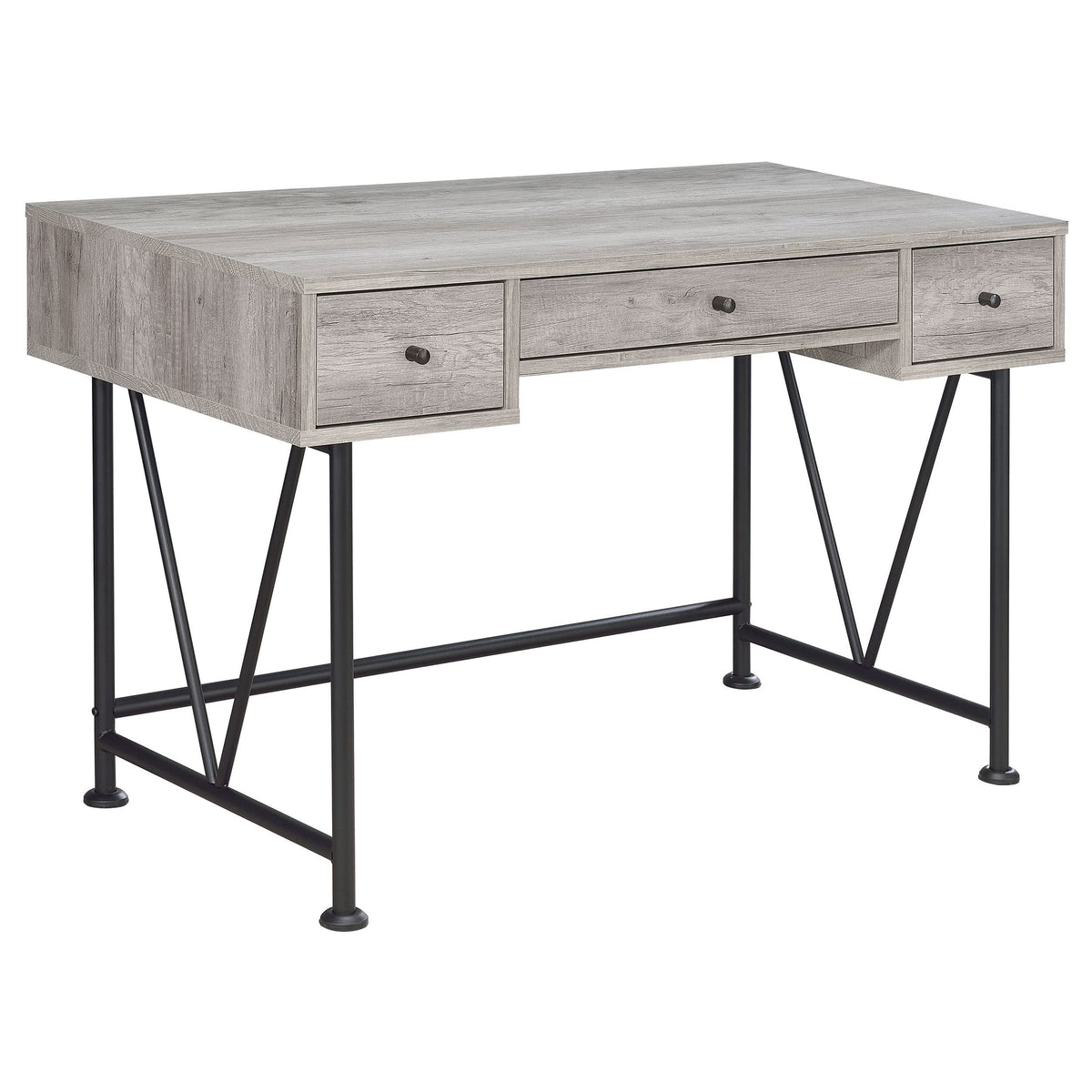 Coaster Home Furnishings Analiese 3-Drawer Writing Desk Grey Driftwood and Black