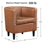 Yaheetech Accent Chair, Pu Leather, Modern And Comfortable Armchairs, Upholstered Barrel Sofa Chair For Living Room Bedroom Waiting Room, 2Pcs, Brown