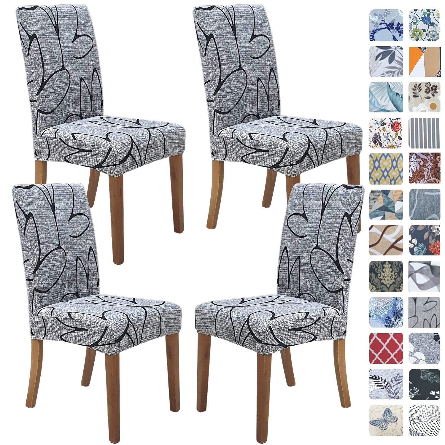 Springrico Chair Covers For Dining Room Set Of 2, Stretch Dining Chair Cover, Washable Spandex Kitchen Parsons Chair Slipcovers,