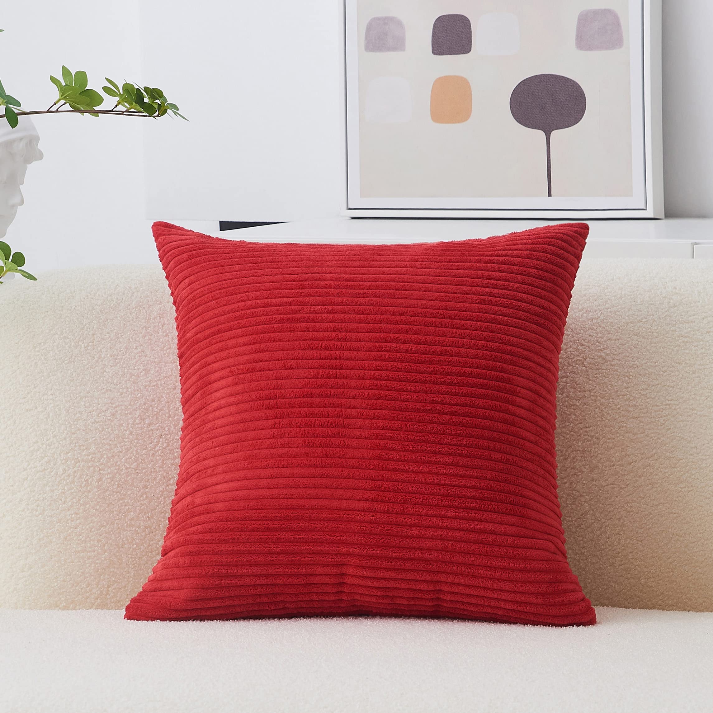 Home Brilliant Throw Pillow Covers Striped Plush Velvet Corduroy 24X24 Pillow Cover Large Pillow Cover For Couch Sofa Floor 24 X