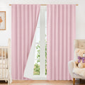 LAMIT Pink 100% Blackout Linen Curtains, 84 Inch Linen Textured Living Room Farmhouse Curtains Room Darkening Back Tab and Rod P