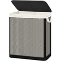 STO STO 2 Section Laundry Hamper with Lid, 140L SteelFrame Double Laundry Hamper with Removable Washable Liner, Breathable Larg