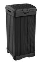 Keter Baltimore Resin 38 Gallon Outdoor Kitchen Trash Can with Lid and Drip Tray for Easy Cleaning-Perfect for Patio Dining, Bla