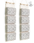 CROWNED 2Pcs Over Door Hanging Storage Bags Wall Mount Closet Organizer, 4 Big Pockets Linen Cotton Fabric Living Room Bedroom B