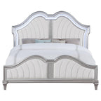 Coaster Home Furnishings Evangeline Modern Classic Chenille Upholstered Eastern King Size LED Panel Bed Frame 67-inch Headboard Silver Oak 223391KE