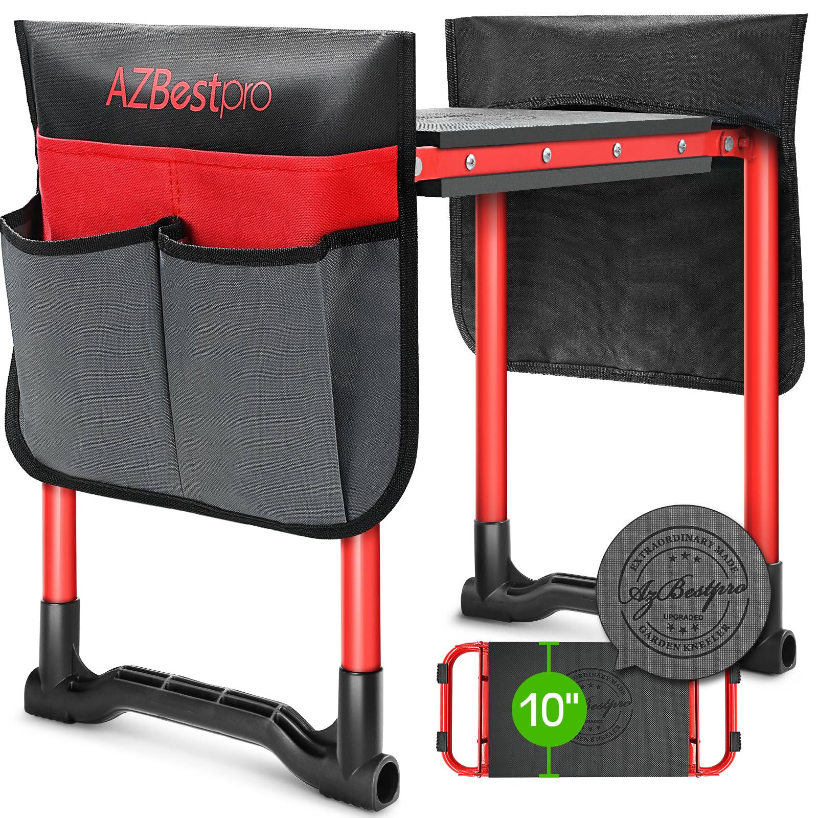 Azbestpro Garden Kneeler And Seat Heavy Duty, Foldable Gardening Stool - 2024 Upgraded Widened To 10' Stable Wear-Resistant Pre