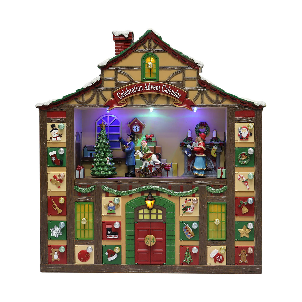 Moments in Time Christmas Decor Animated Advent Calendar House NM-X20272AA Plastic 16.2"H x 15.4"W x 3.7"D
