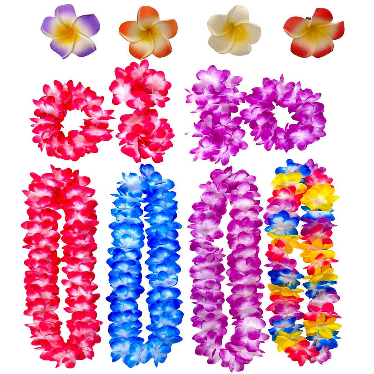 14 PCS Hawaiian leis Tropical Luau Hawaii Flower Lei Theme Party Favors for Adults Kids Holiday Wedding Beach Birthday Decoratio