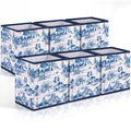 SiliFine 6 Pcs Blue Toile French Country Cube Storage Bins, 11 Inch