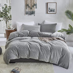 Clothknow Grey Comforter Set Queen Fluffy Bedding Comforter Sets Full Velvet Men Women Boys Bedding Sets Dark Gray Flannel Bedding Comforter Full 3Pcs Comforter Sets Queen