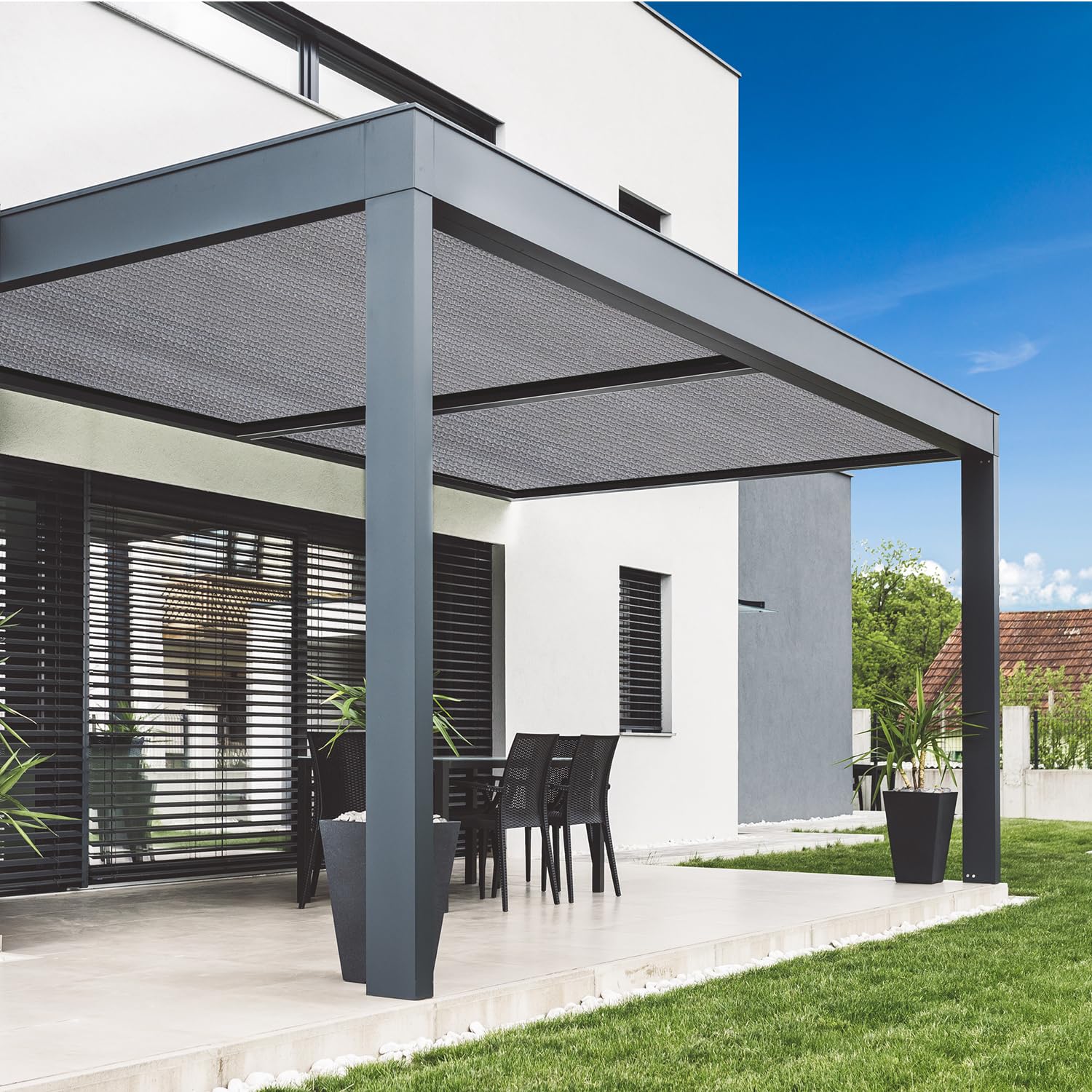 Vicllax 90% Shade Fabric Sun Shade Cloth Privacy Screen With Reinforced Grommets For Outdoor Patio Garden Pergola Cover Canopy 20X36 Ft, Dark Grey
