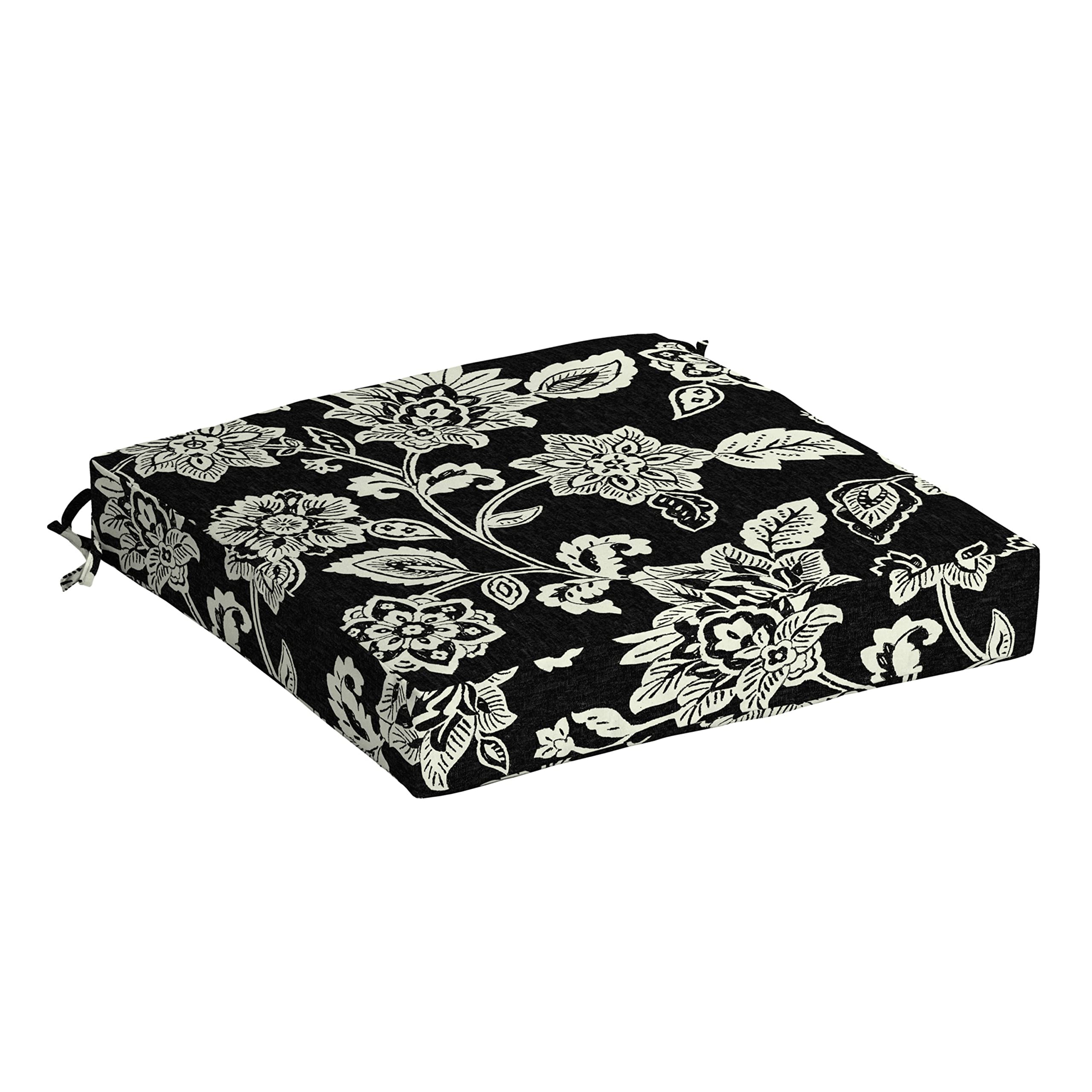 Arden Selections Outdoor Seat Cushion, 19 X 19, Rain-Proof, Fade Resistant 19 X 19, Ashland Black Jacobean
