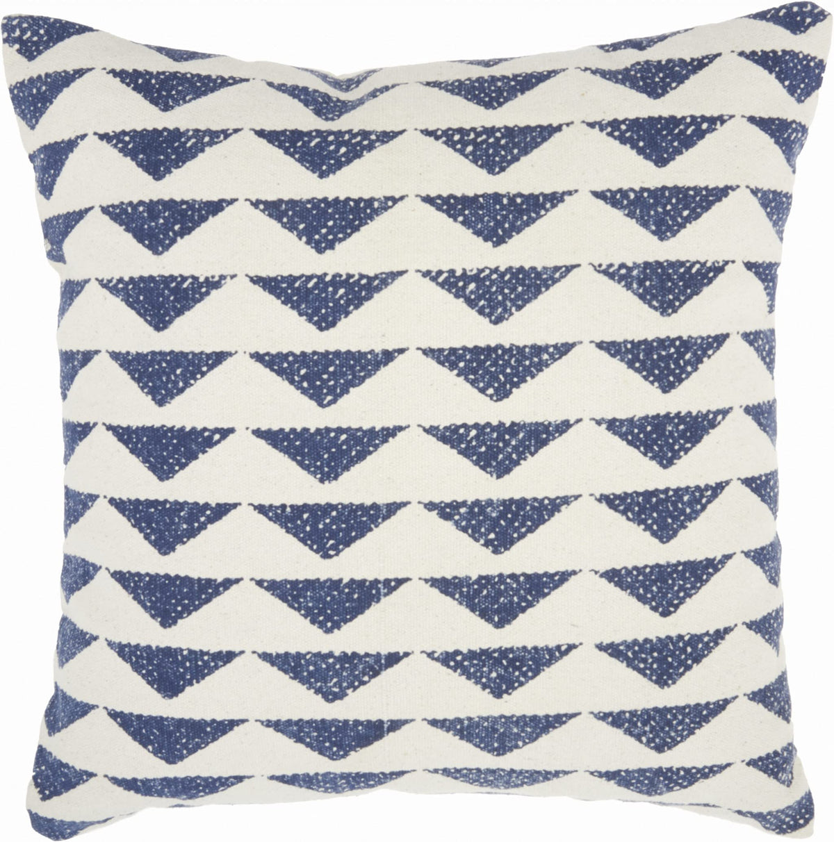 HomeRoots 100% Cotton Navy Blue and Ivory Triangles Throw Pillow