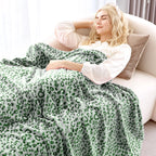 Green Leopard Print Blanket Fleece Blanket Plush Cozy Soft Green Throw Blanket Cozy Blankets For Couch Bed Sofa