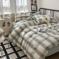 Lifetb Green Plaid Duvet Cover King Soft Cotton Grid Plaid Bedding Set Geometric Checkered Gingham Comforter Cover For Men Boys