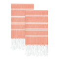 cabanana Cotton Turkish Hand Towel - Set of 2 | Boho Kitchen Tea Towels, 40 x 16 Inches Thin Decorative Bathroom Towel (Coral)