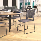 Flash Furniture Hercules Series 881 Lb. Capacity Gray Sled Base Stack Chair With Air-Vent Back