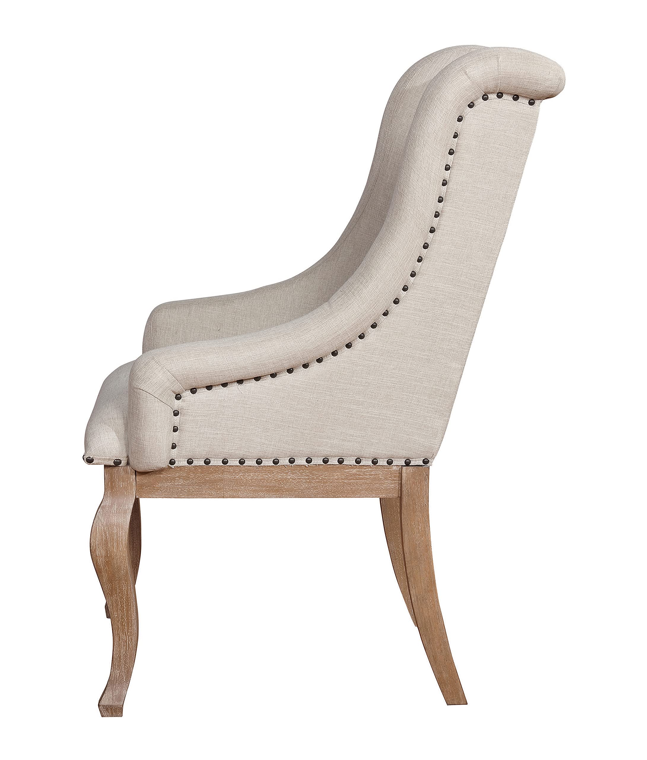 Coaster Furniture Glen Cove Arm Chairs with Button Tufting and Nailhead Trim Cream and Barley Brown (Set of 2) 110293
