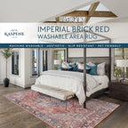 Kaspene Home Brick Red Washable Rug, Kid And Pet Friendly, Non-Slip, High Traffic Durable, Great For Living Room, Bedroom, Compl