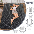 Maxyoyo Black Geometric Pattern Futon Mattress, Japanese Floor Mattress Quilted Bed Mattress Topper, Extra Thick Folding Sleeping Pad Breathable Floor Lounger Guest Bed For Camping Couch, Full