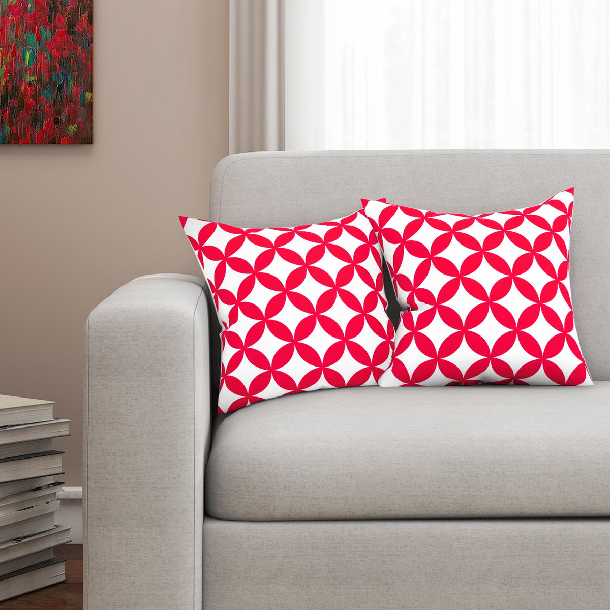 Sej Cotton Geometric Hd Digital 16 By 16 Cushion Covers (Set Of 2)