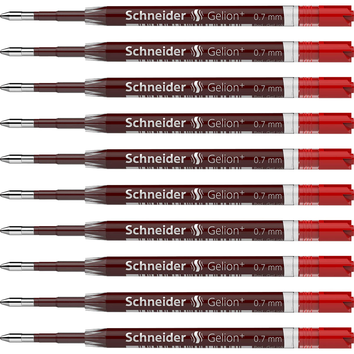 Schneider Gelion+ Gel Ink Cartridges, 0.7 Mm, Iso Format G2, Red Ink, Box Of 10 Refills (103902)