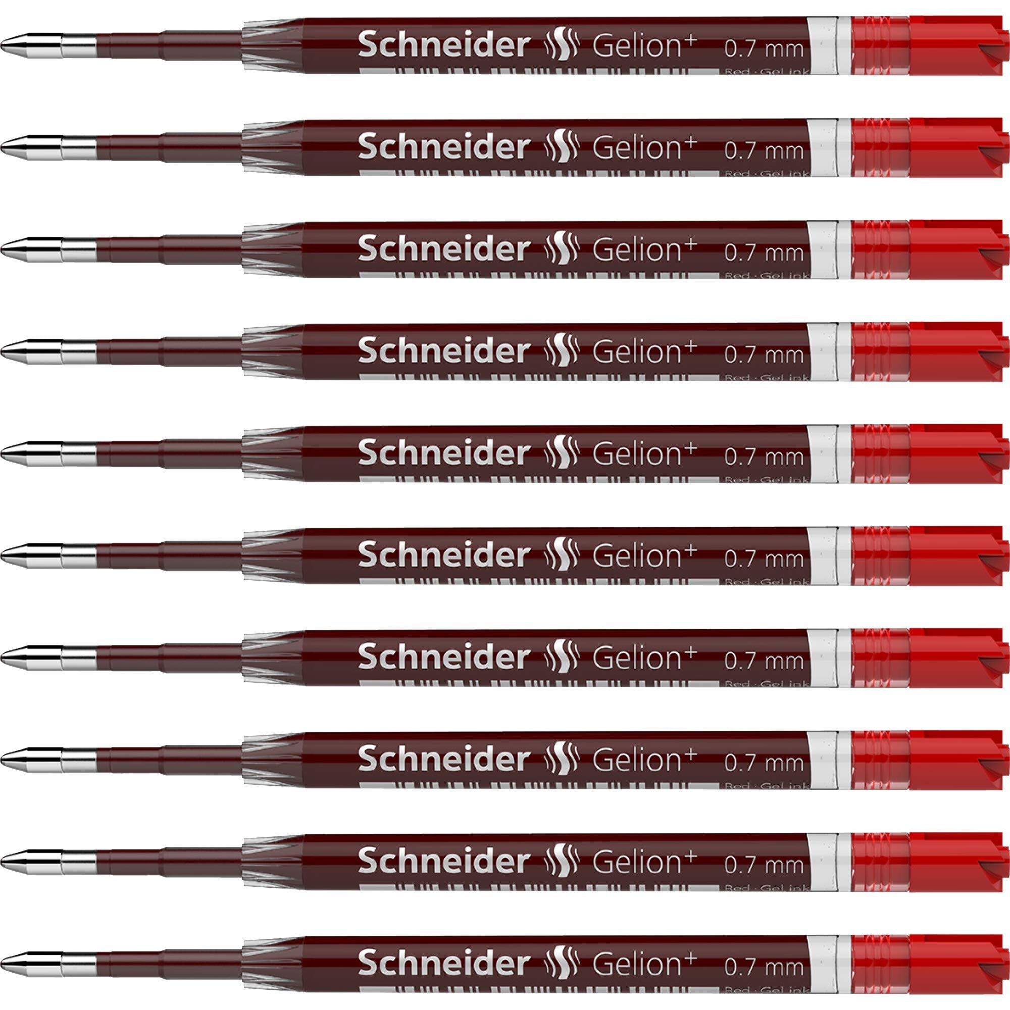 Schneider Gelion+ Gel Ink Cartridges, 0.7 Mm, Iso Format G2, Red Ink, Box Of 10 Refills (103902)