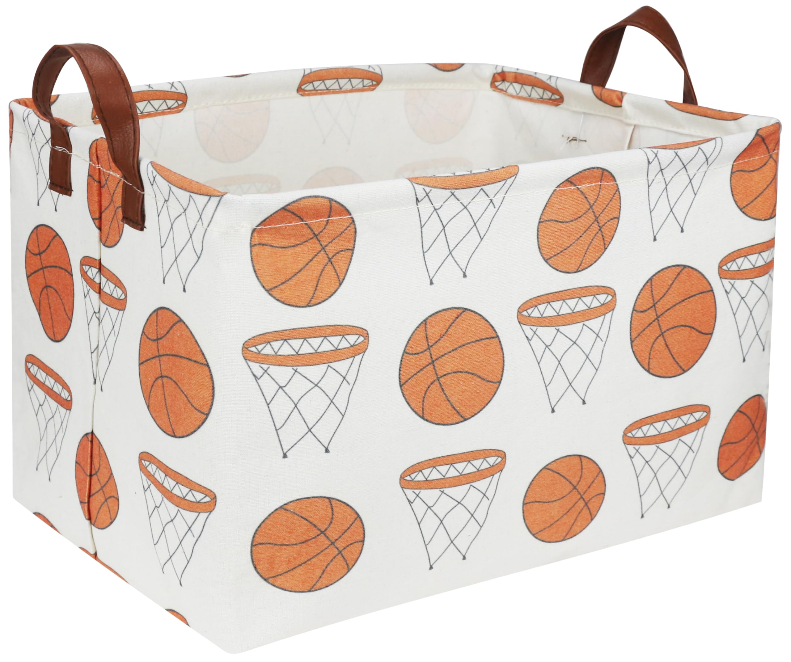 Sanjiaofen Rectangular Baketball Baskets,Kids Basket for Boy.Waterproof PE Coating Cute Basket with Handles.Boys Bin,Toys Box,Bo