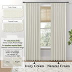 Shineland 108 Inch Curtains Long,Pinch Pleated Curtains Blackout Linen Black Out Extra Long Curtains For Living Room Drapes 108 Inches Long 2 Panels,Cream