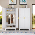 erosoei 71  Metal Armoire Wardrobe Closet, Steel Clothing Storage Cabinet with Adjustable Shelves and Hanging Rod, Household Ste